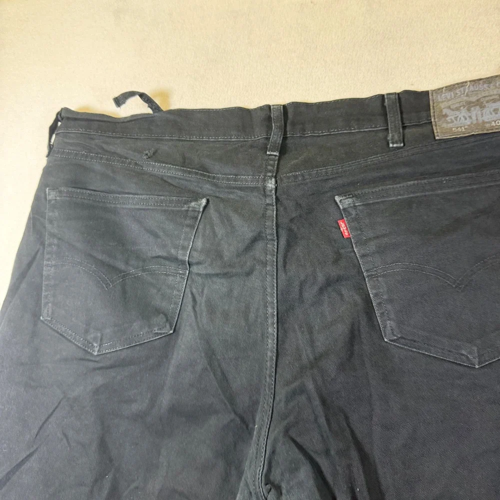Levis 541 Athletic‎ Taper Mens Black Distressed Jeans 40x32 Ripped Denim